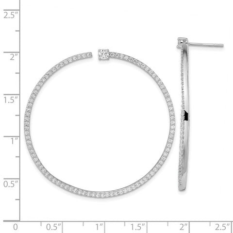 Cheryl M Sterling Silver Rhodium-plated CZ Post Hoop Earrings-WBC-QCM1560