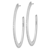 Cheryl M Sterling Silver Rhodium-plated CZ Oval Post Hoop Earrings-WBC-QCM1563