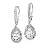 Cheryl M SS Rhodium-plated Checker-cut Pear CZ Kidney Wire Earrings-WBC-QCM168