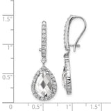 Cheryl M SS Rhodium-plated Checker-cut Pear CZ Kidney Wire Earrings-WBC-QCM168