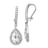 Cheryl M SS Rhodium-plated Checker-cut Pear CZ Kidney Wire Earrings-WBC-QCM168