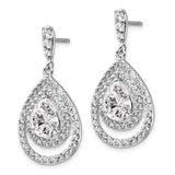 Cheryl M Sterling Silver Rhodium-plated Double Pear CZ Post Dangle Earring-WBC-QCM170