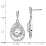 Cheryl M Sterling Silver Rhodium-plated Double Pear CZ Post Dangle Earring-WBC-QCM170