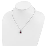 Cheryl M Sterling Silver Rhodium Plated Created Ruby & CZ 18in Necklace-WBC-QCM468-18