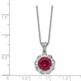 Cheryl M Sterling Silver Rhodium Plated Created Ruby & CZ 18in Necklace-WBC-QCM468-18