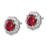 Cheryl M Sterling Silver Rhodium-plated Created Ruby & CZ Post Earrings-WBC-QCM472