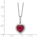 Cheryl M Sterling Silver RH-plated 100-facet Created Ruby&CZ 18in Necklace-WBC-QCM478-18