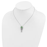 Cheryl M Sterling Silver Rhodium Plated Enameled CZ Fish 18in Necklace-WBC-QCM574-18