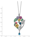 Cheryl M SS RhP Enamel CZ/Labcr.DkBlueSpinel/Glass Sim.Stones Necklace-WBC-QCM607-18