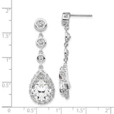 Cheryl M Sterling Silver Rhod Plated Pear Shape CZ Dangle Post Earrings-WBC-QCM653