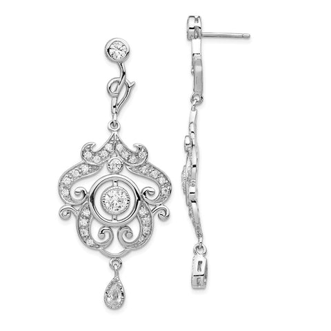 Cheryl M Sterling Silver Rhod Plated CZ Chandelier Dangle Post Earrings-WBC-QCM660