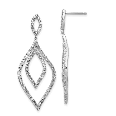 Cheryl M Sterling Silver Rhodium Plated CZ Flames Dangle Post Earrings-WBC-QCM833