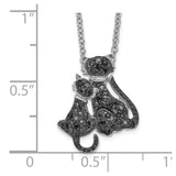 Cheryl M Sterling Silver Black Rhodium Plated CZ Cats 18in Necklace-WBC-QCM874-18