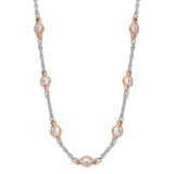 Cheryl M Sterling Silver Rose Gold-Plated Fancy CZ Station 36in Necklace-WBC-QCM953-36