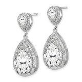 Cheryl M SS Rhodium Plated Fancy Pear Shape CZ Dangle Post Earrings-WBC-QCM989