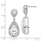 Cheryl M SS Rhodium Plated Fancy Pear Shape CZ Dangle Post Earrings-WBC-QCM989