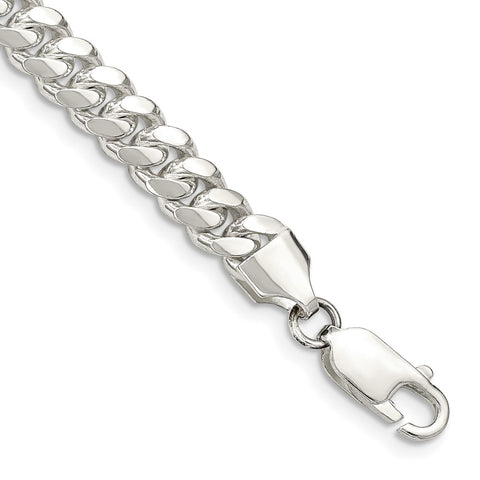 Sterling Silver 6.4mm Polished Domed Curb Chain-WBC-QDB180-8