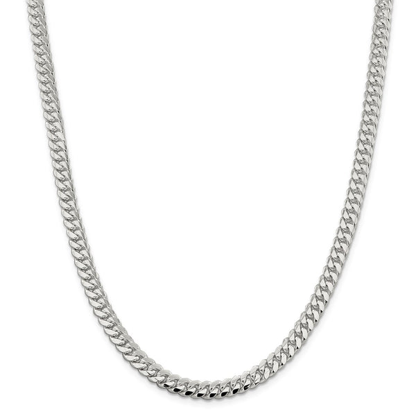 Sterling Silver 6.4mm Polished Domed Curb Chain-WBC-QDB180-22