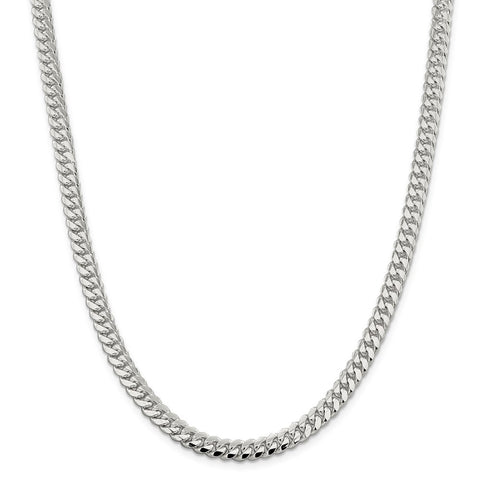 Sterling Silver 6.4mm Polished Domed Curb Chain-WBC-QDB180-22