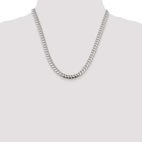 Sterling Silver 7.25mm Polished Domed Curb Chain-WBC-QDB200-20