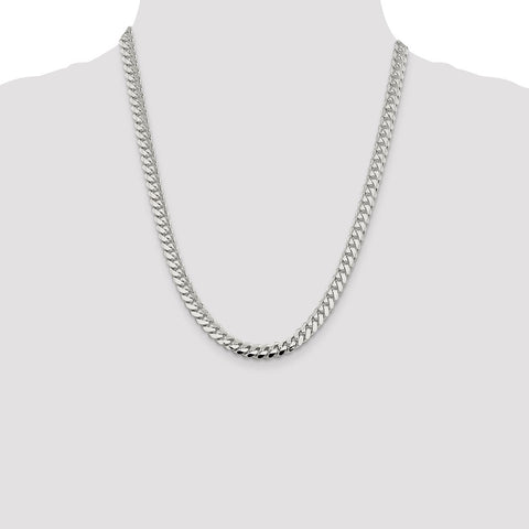 Sterling Silver 7.25mm Polished Domed Curb Chain-WBC-QDB200-22