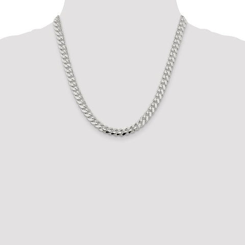 Sterling Silver 7.8mm Polished Domed Curb Chain-WBC-QDB220-20