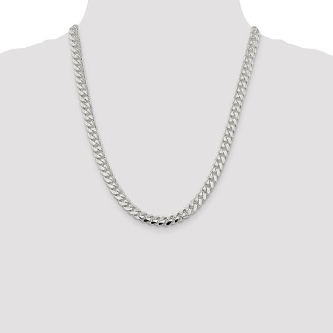 Sterling Silver 7.8mm Polished Domed Curb Chain-WBC-QDB220-22