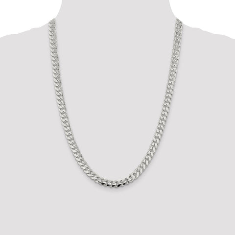 Sterling Silver 7.8mm Polished Domed Curb Chain-WBC-QDB220-24