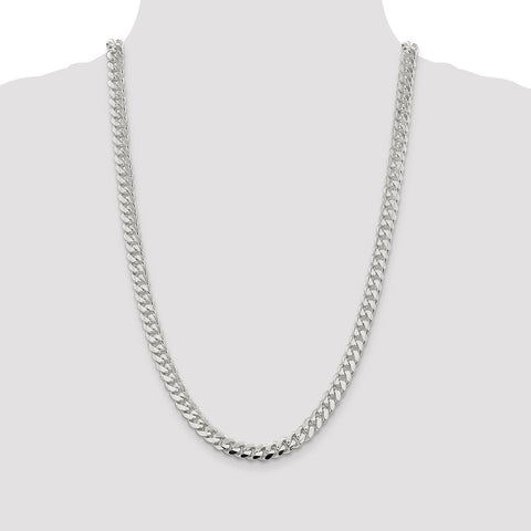 Sterling Silver 7.8mm Polished Domed Curb Chain-WBC-QDB220-26