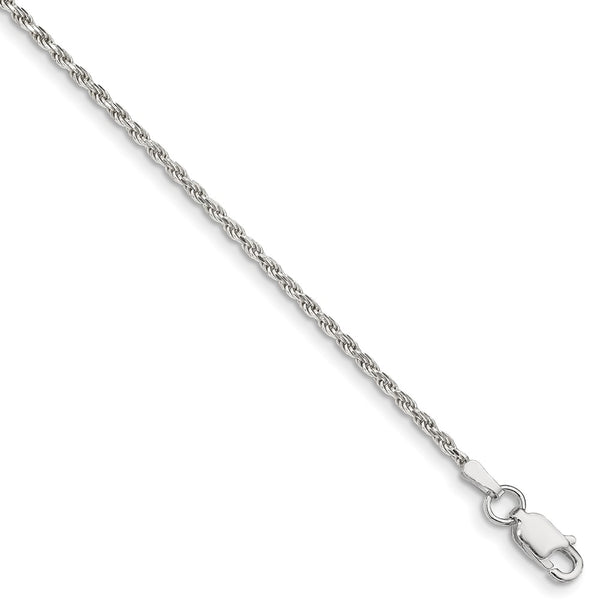 Sterling Silver 1.7mm Diamond-cut Rope Chain Anklet-WBC-QDC025-9