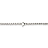 Sterling Silver Rhodium-plated 1.7mm Diamond-cut Rope Chain-WBC-QDC025R-36