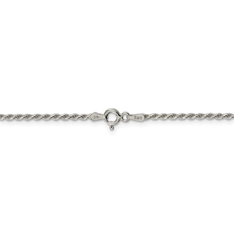 Sterling Silver Rhodium-plated 1.7mm Diamond-cut Rope Chain-WBC-QDC025R-36