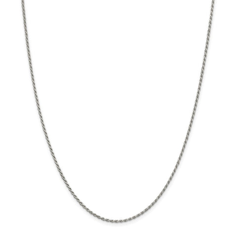 Sterling Silver Rhodium-plated 1.7mm Diamond-cut Rope Chain-WBC-QDC025R-36