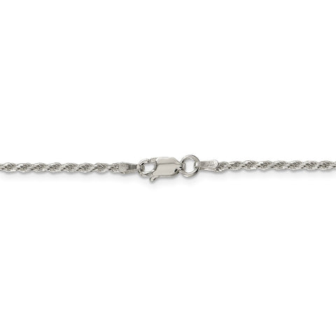 Sterling Silver Rhodium-plated 1.85mm Diamond-cut Rope Chain-WBC-QDC030R-36