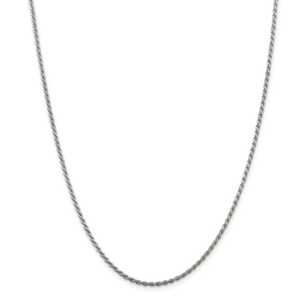 Sterling Silver Rhodium-plated 1.85mm Diamond-cut Rope Chain-WBC-QDC030R-30