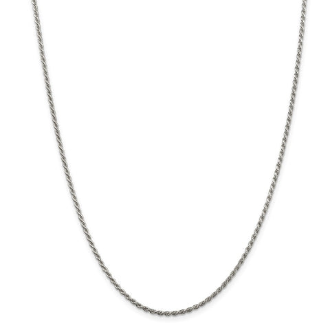 Sterling Silver Rhodium-plated 1.85mm Diamond-cut Rope Chain-WBC-QDC030R-28