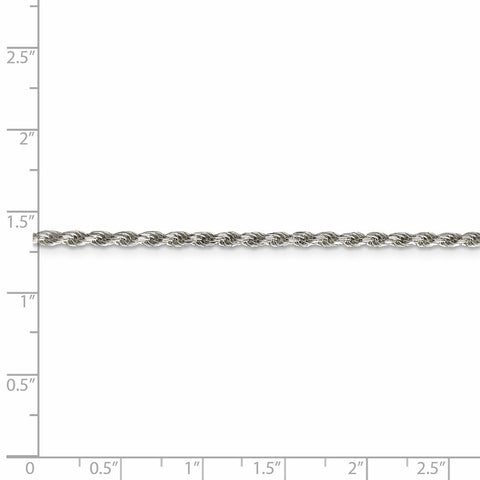 Sterling Silver 2.25mm Diamond-cut Rope Chain Anklet-WBC-QDC050-9