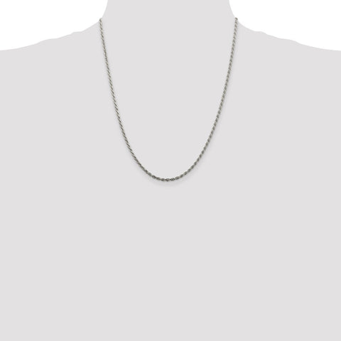 Sterling Silver 2.25mm Diamond-cut Rope Chain-WBC-QDC050-22