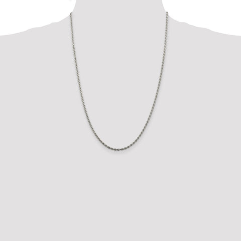 Sterling Silver 2.25mm Diamond-cut Rope Chain-WBC-QDC050-24