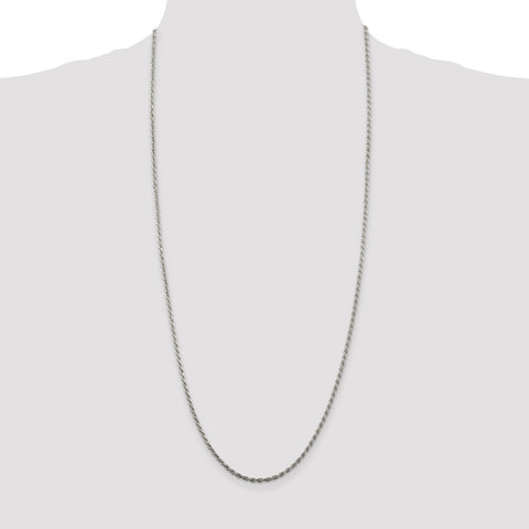 Sterling Silver 2.25mm Diamond-cut Rope Chain-WBC-QDC050-30