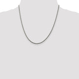 Sterling Silver Rhodium-plated 2.25mm Diamond-cut Rope Chain-WBC-QDC050R-20