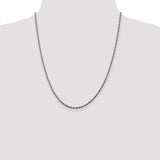 Sterling Silver Rhodium-plated 2.25mm Diamond-cut Rope Chain-WBC-QDC050R-22