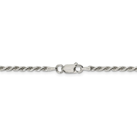 Sterling Silver Rhodium-plated 2.25mm Diamond-cut Rope Chain-WBC-QDC050R-36