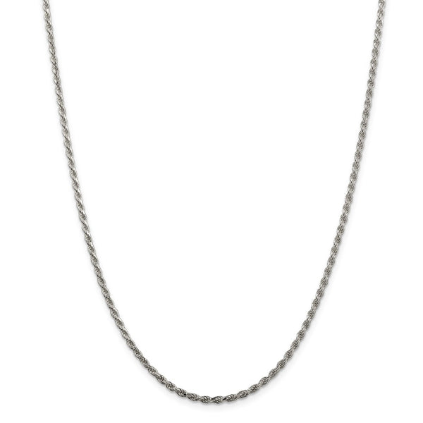 Sterling Silver Rhodium-plated 2.25mm Diamond-cut Rope Chain-WBC-QDC050R-36