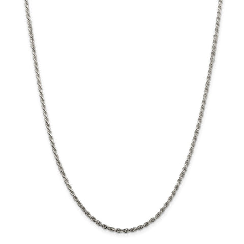 Sterling Silver Rhodium-plated 2.25mm Diamond-cut Rope Chain-WBC-QDC050R-26