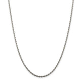 Sterling Silver Rhodium-plated 2.25mm Diamond-cut Rope Chain-WBC-QDC050R-22