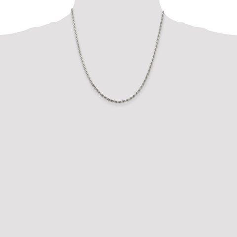 Sterling Silver 2.5mm Diamond-cut Rope Chain-WBC-QDC055-20