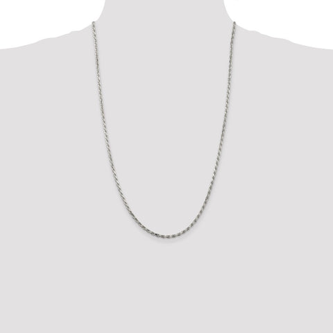 Sterling Silver 2.5mm Diamond-cut Rope Chain-WBC-QDC055-26