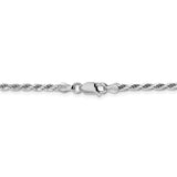 Sterling Silver Rhodium-plated 2.5mm Diamond-cut Rope Chain-WBC-QDC055R-26