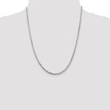 Sterling Silver Rhodium-plated 2.5mm Diamond-cut Rope Chain-WBC-QDC055R-22